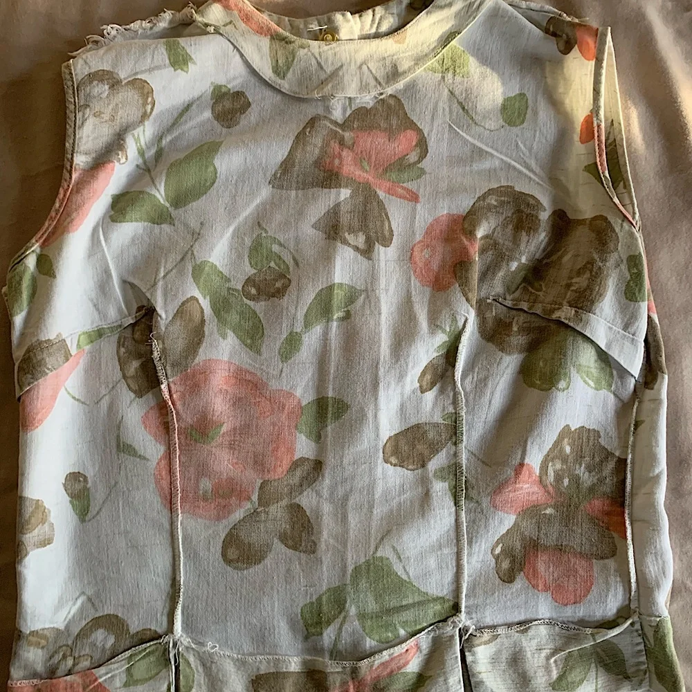 Women Vintage Floral sleeveless crop blouse shirt🌸 - Picture 6 of 12